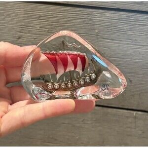 Maleras Sweden Red Viking Ship Paperweight Art Glass Signed